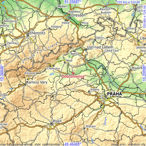 Topographic map of Dobroměřice