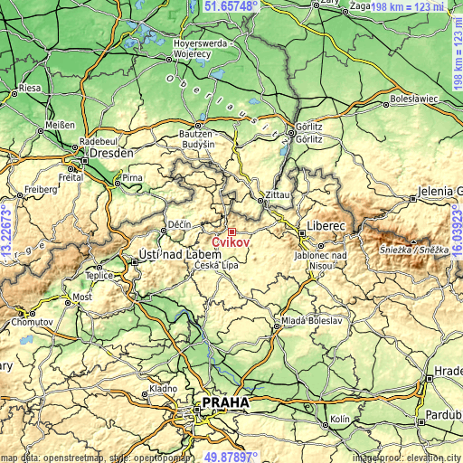 Topographic map of Cvikov