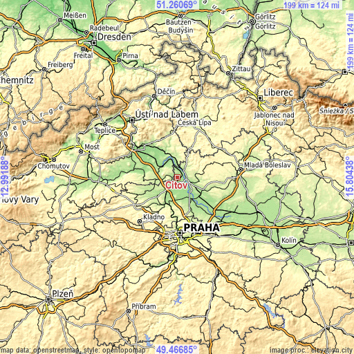 Topographic map of Cítov