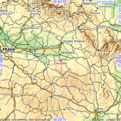 Topographic map of Chrudim