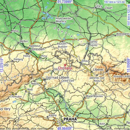 Topographic map of Chřibská