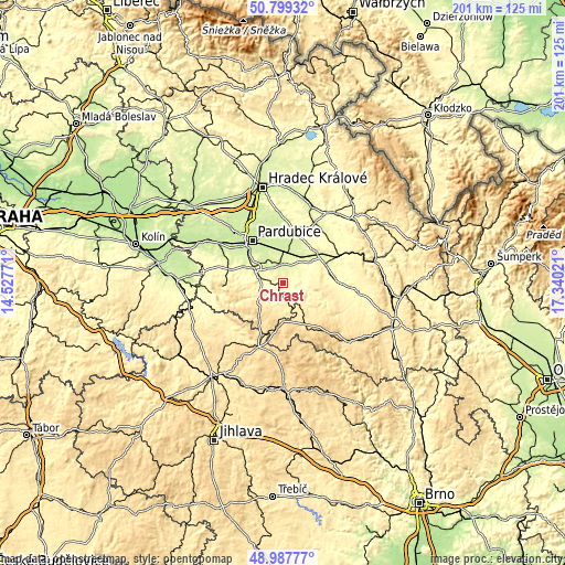 Topographic map of Chrast