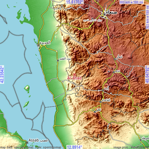 Topographic map of Al Aḩad