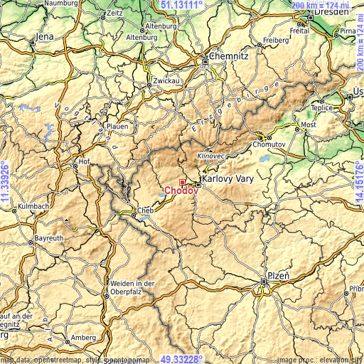 Topographic map of Chodov