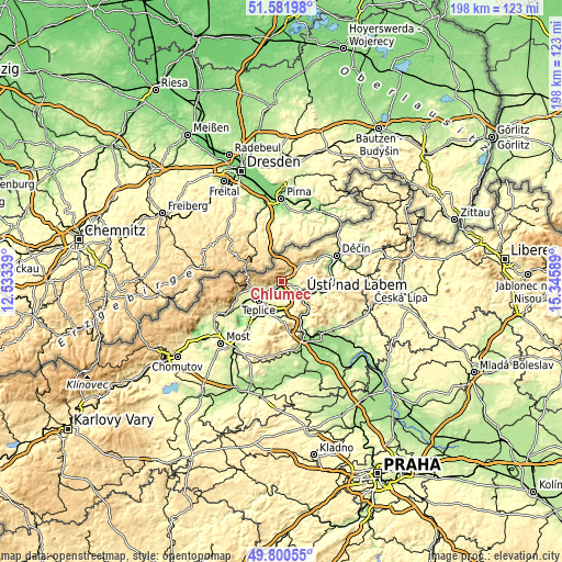 Topographic map of Chlumec