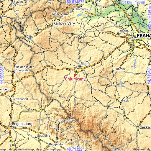 Topographic map of Chlumčany