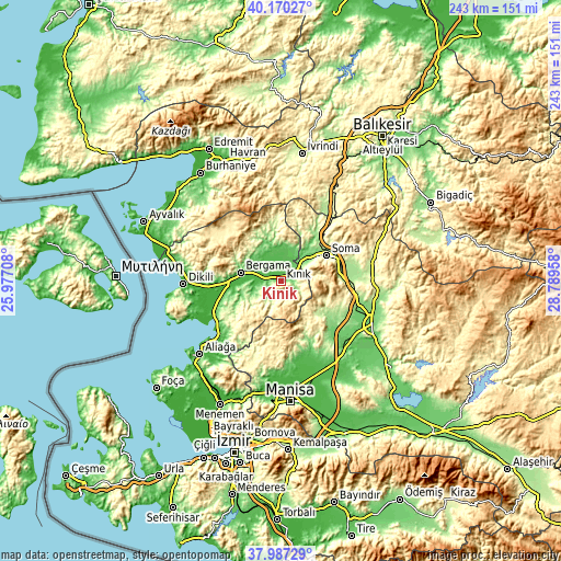 Topographic map of Kınık