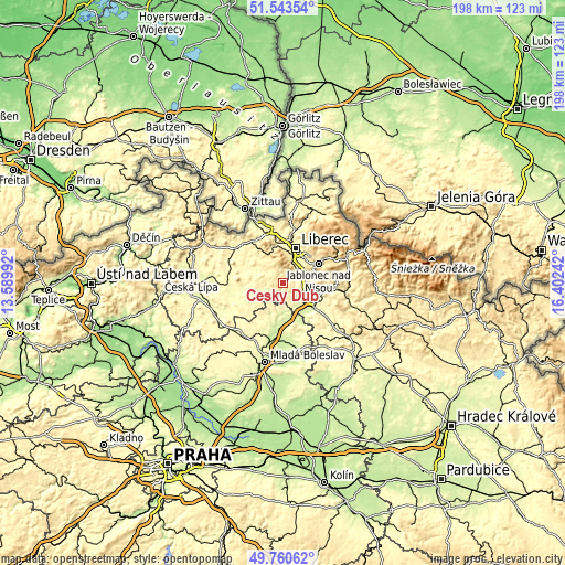 Topographic map of Český Dub