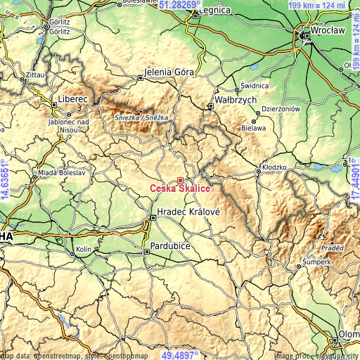 Topographic map of Česká Skalice