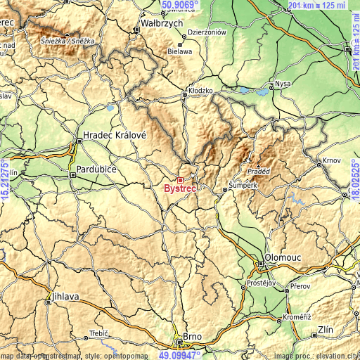 Topographic map of Bystřec