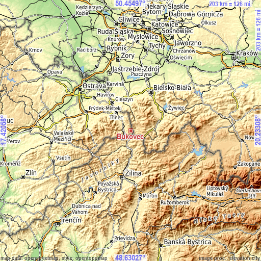 Topographic map of Bukovec