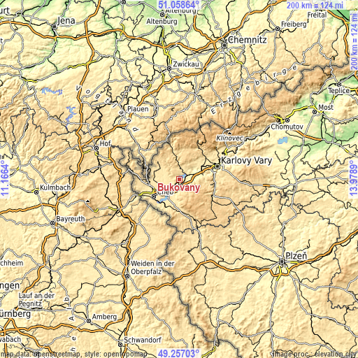 Topographic map of Bukovany