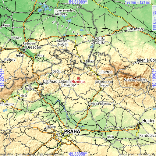 Topographic map of Brniště