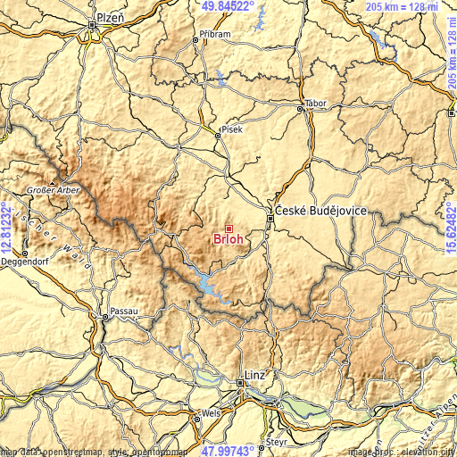 Topographic map of Brloh