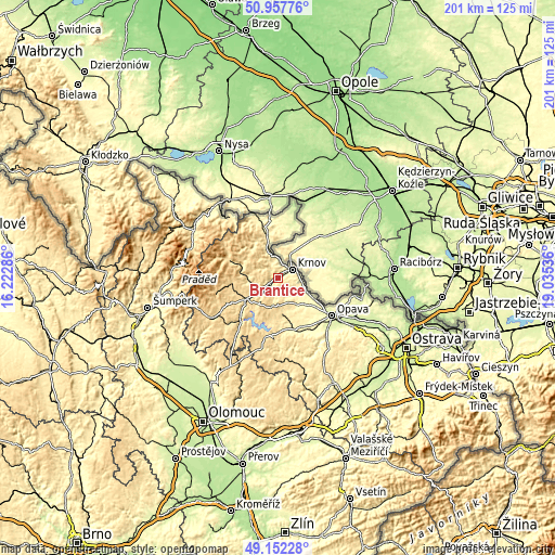 Topographic map of Brantice