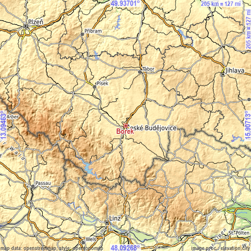 Topographic map of Borek