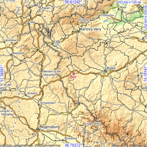 Topographic map of Bor