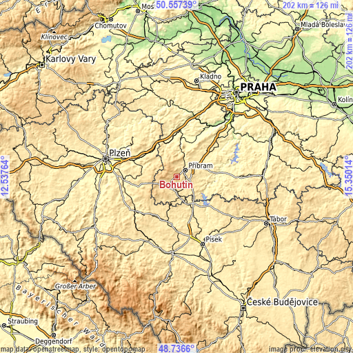Topographic map of Bohutín