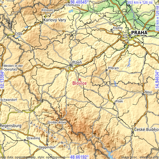Topographic map of Blovice
