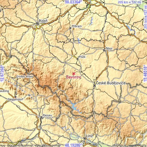 Topographic map of Bavorov