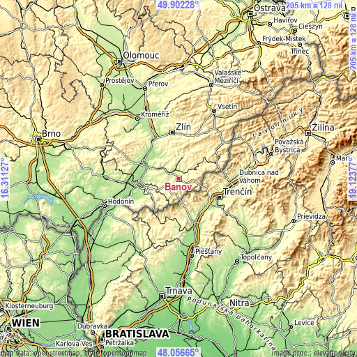 Topographic map of Bánov