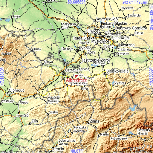 Topographic map of Albrechtice