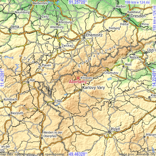Topographic map of Abertamy