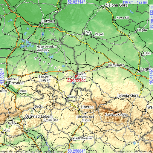 Topographic map of Zgorzelec