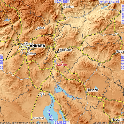 Topographic map of Keskin