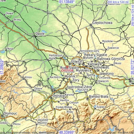 Topographic map of Żernica