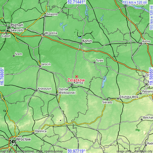 Topographic map of Żelazków