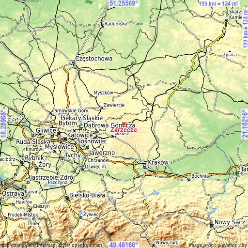 Topographic map of Zarzecze