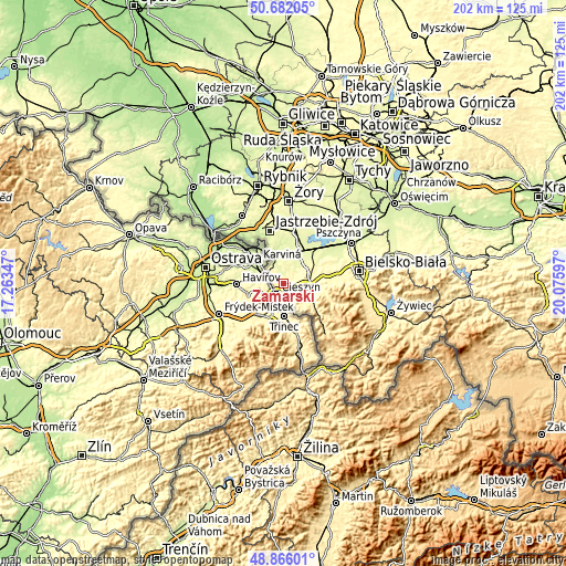 Topographic map of Zamarski