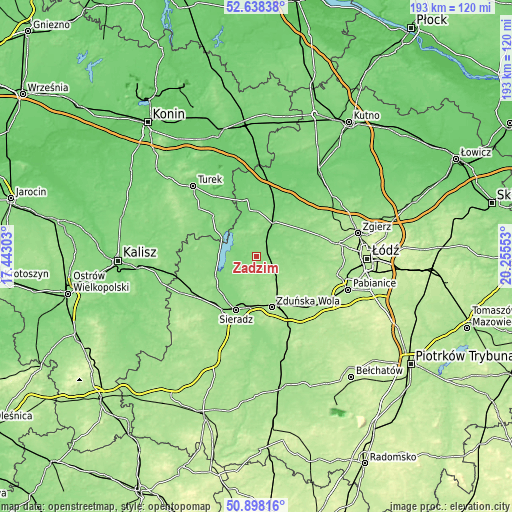 Topographic map of Zadzim