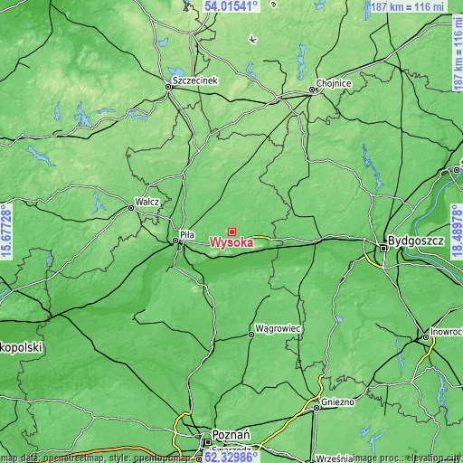 Topographic map of Wysoka