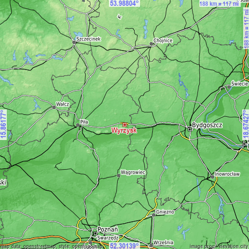 Topographic map of Wyrzysk