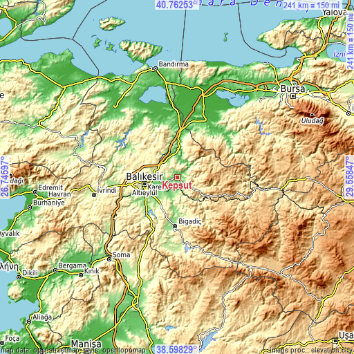 Topographic map of Kepsut