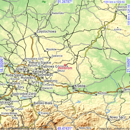 Topographic map of Wolbrom