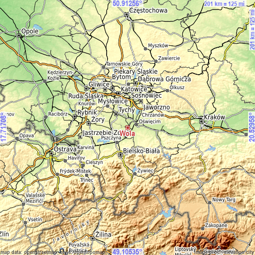 Topographic map of Wola