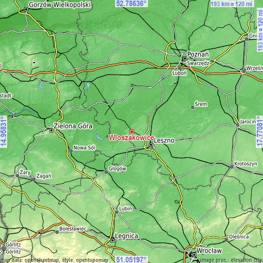 Topographic map of Włoszakowice