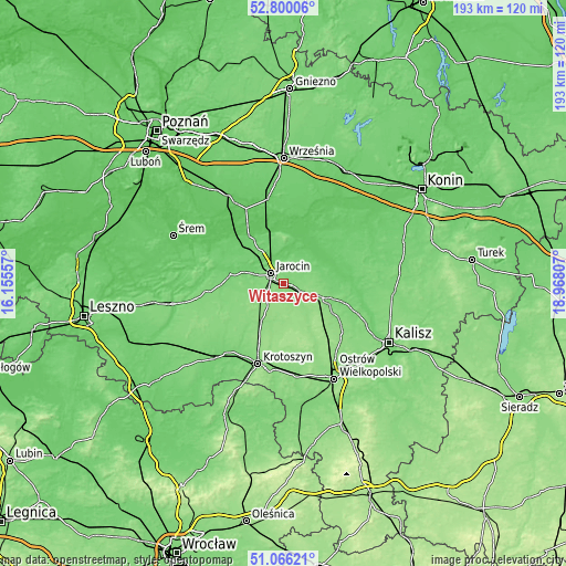 Topographic map of Witaszyce