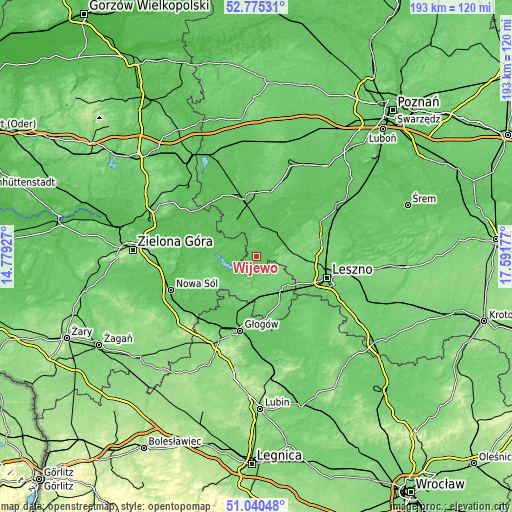 Topographic map of Wijewo