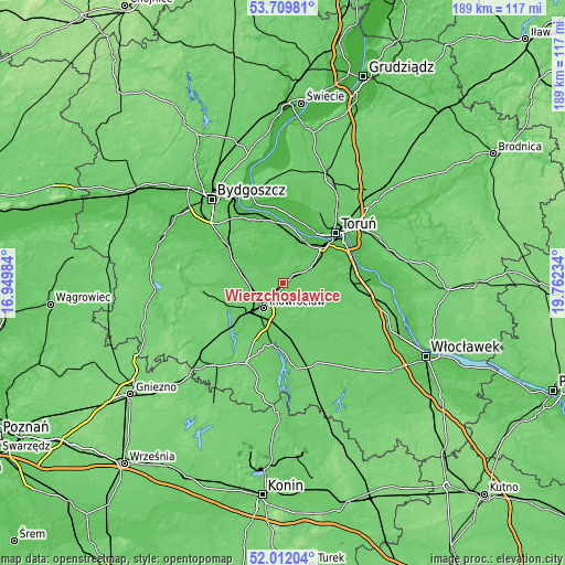 Topographic map of Wierzchosławice