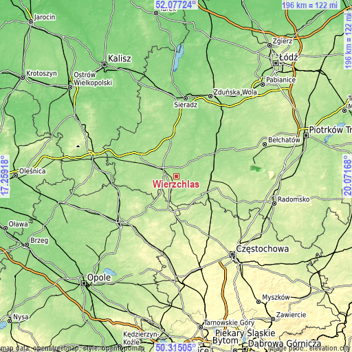 Topographic map of Wierzchlas