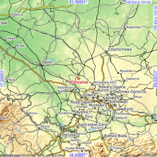 Topographic map of Wielowieś