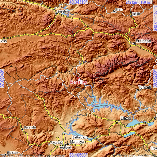 Topographic map of Kemaliye