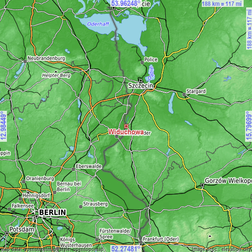 Topographic map of Widuchowa