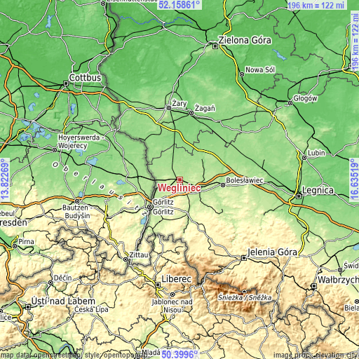 Topographic map of Węgliniec