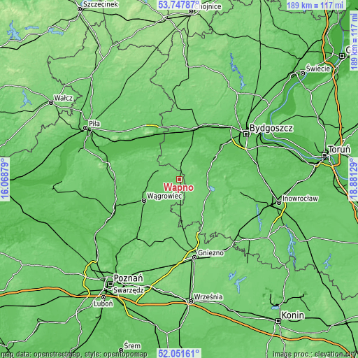 Topographic map of Wapno