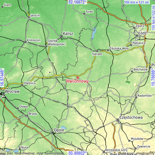 Topographic map of Walichnowy